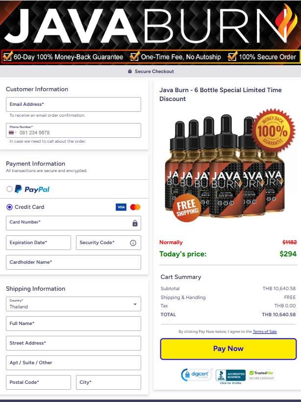 Java Burn secure checkout page after clicking buy now